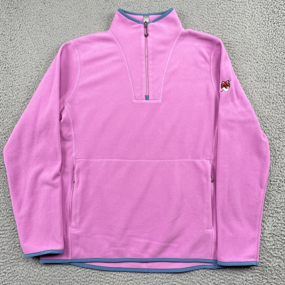Peter Millar Pullover Women Large Pink Garland Microfleece 1/4 Zip Applebrook GC